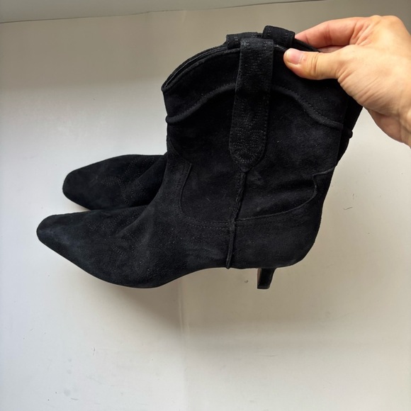 Sam Edelman Taryn Black Suede Western Style‎ Booties Sz 7.5